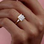 2 CT - 3 CT Princess Cut Three Stone Moissanite Engagement Ring