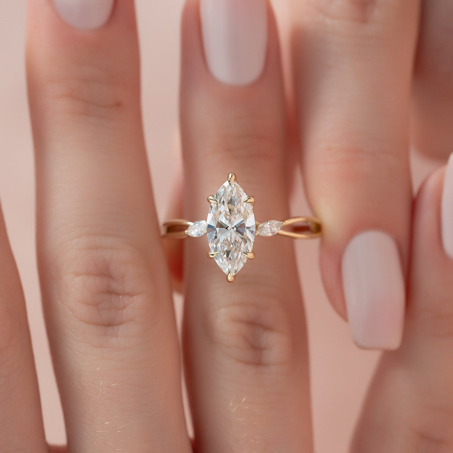 2 CT - 3 CT Marquise Cut Split Shank Cluster Moissanite Engagement Ring