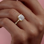 2 CT - 3 CT Cushion Cut Milgrain Pave Style Moissanite Engagement Ring