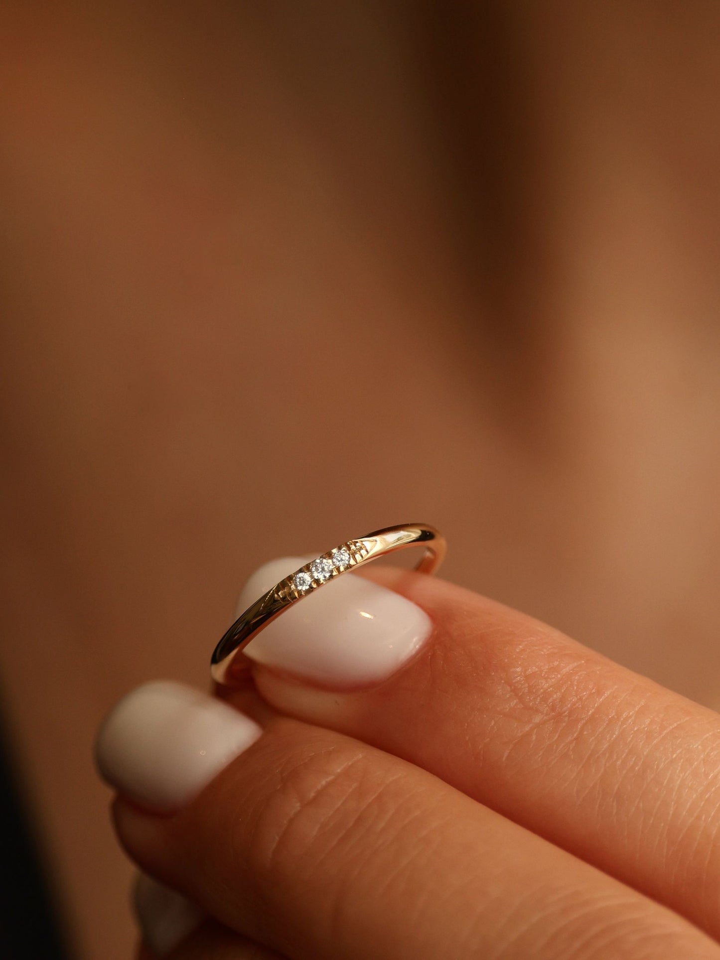 0.2 TCW Round CVD Diamond Dainty Wedding Band