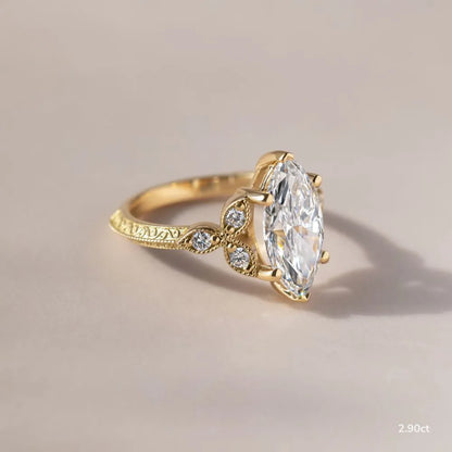 1.9 CT - 2.9 CT Marquise Cut Art Deco Vintage Style Moissanite Engagement Ring