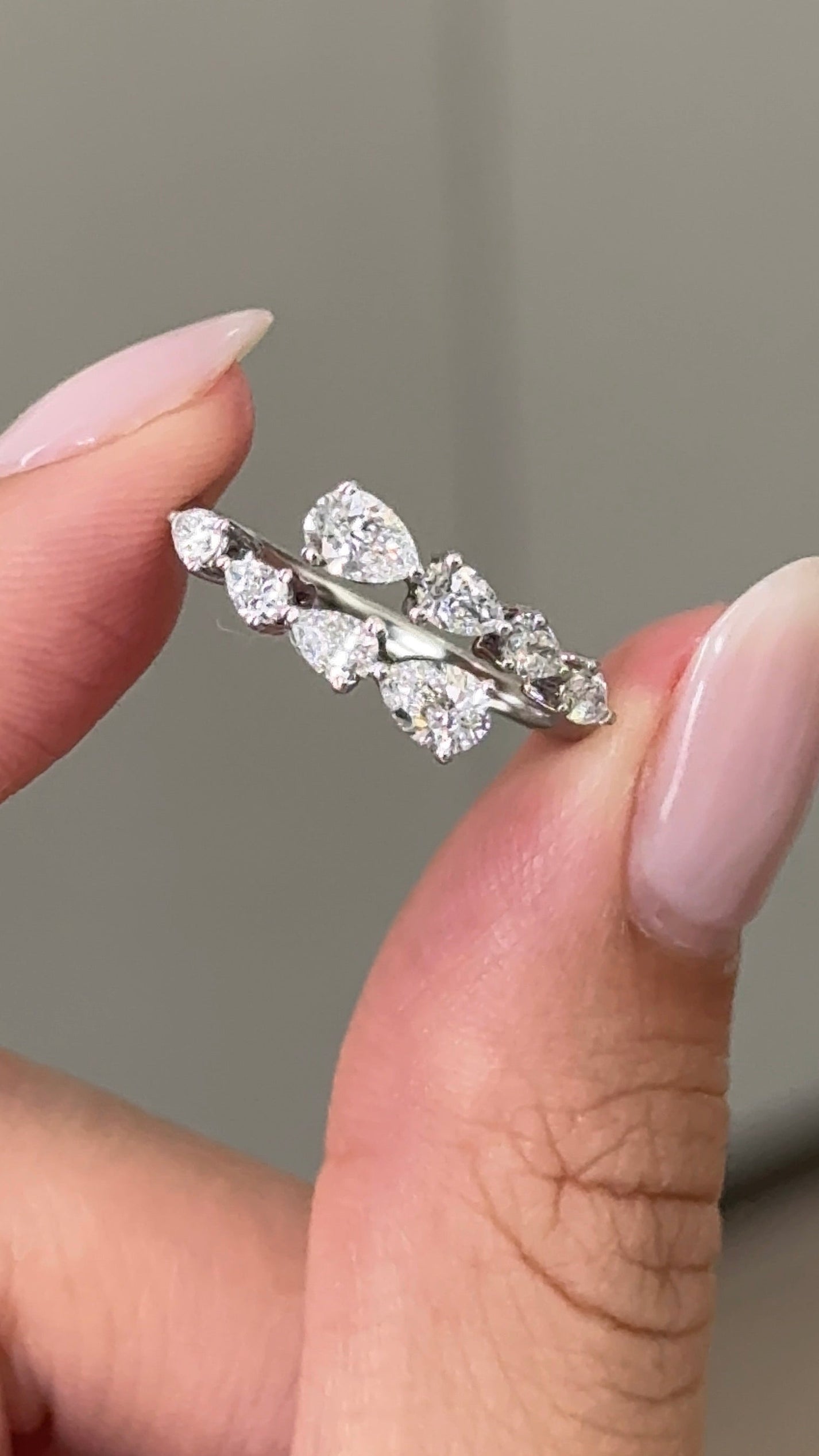 Pear CVD Diamond Open Wedding Band
