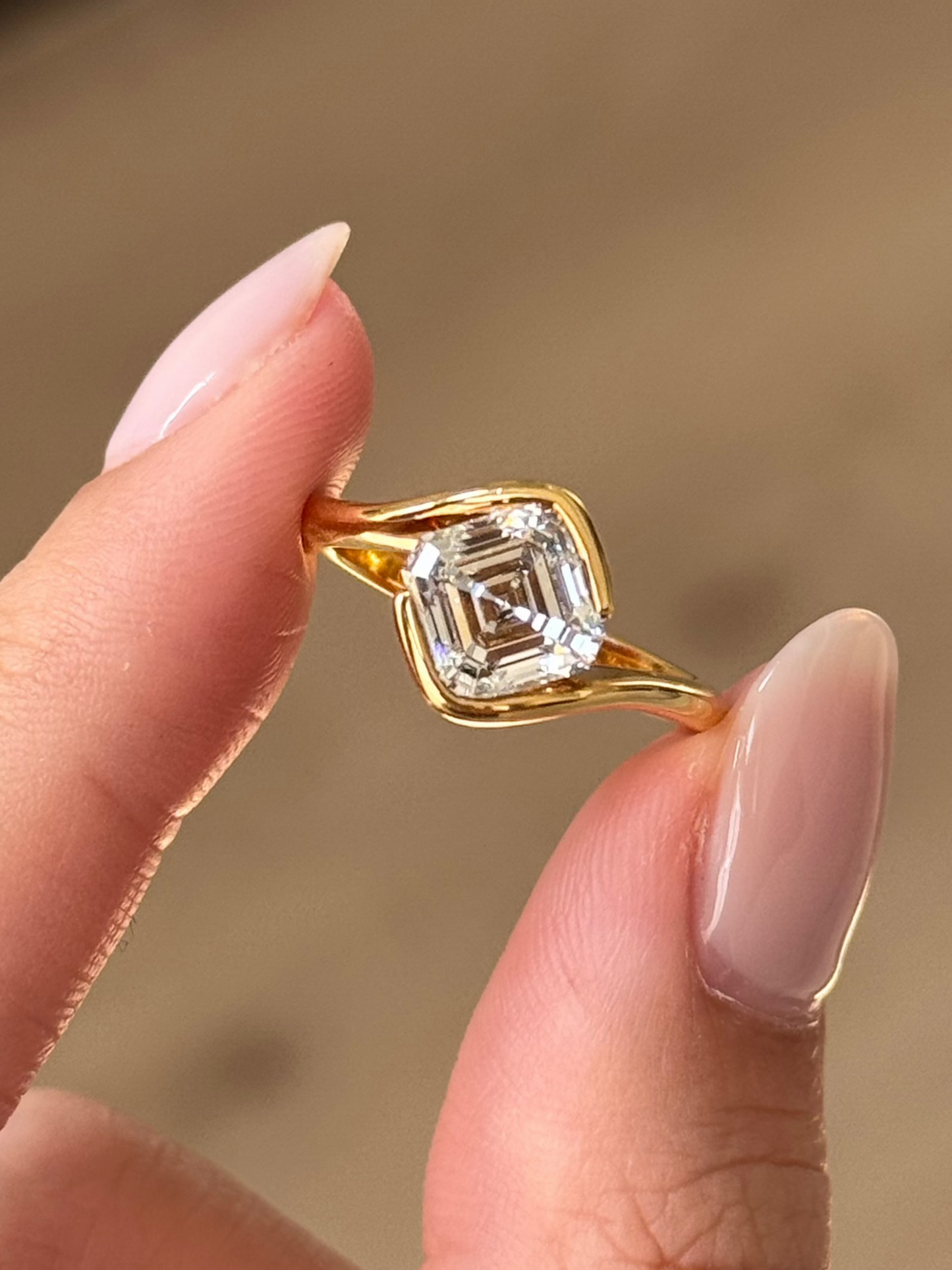 Asscher Cut Lab grown Diamond Engagement Ring