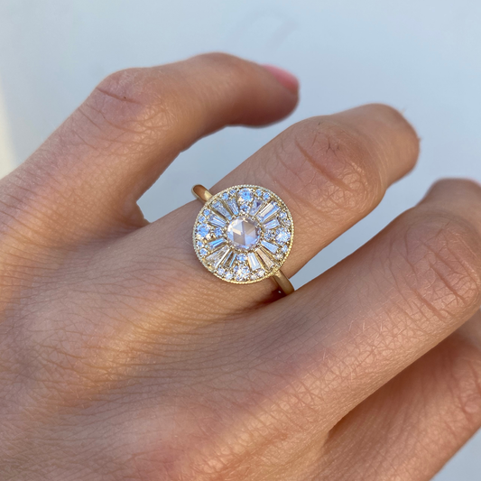 0.2 CT Round Cut Moissanite Round Shape Mosaic Engagement Ring