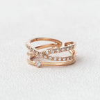 0.28 TCW Round Moissanite Criss Cross Style Wedding Band