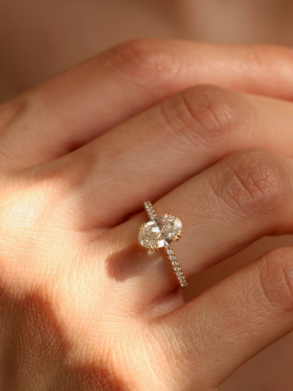 1.2 CT - 3.2 CT Oval Cut Lab grown Diamond Pave Engagement Ring