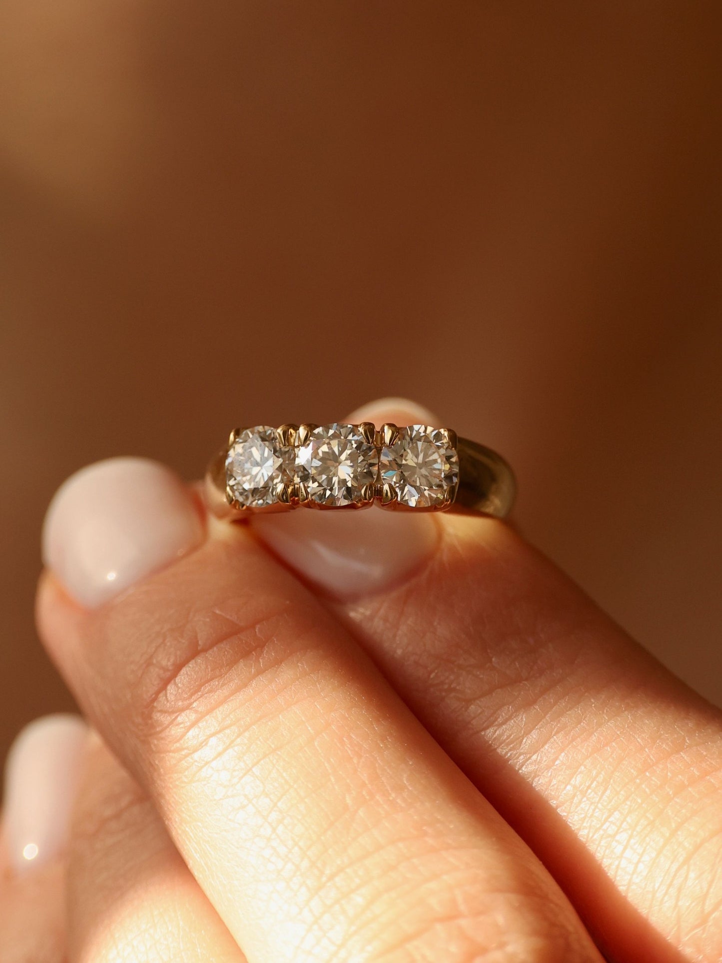 1.5 TCW  Round Cut Lab grown Diamond Three Stone Engagement Ring