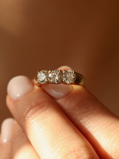 1.5 TCW  Round Cut Lab grown Diamond Three Stone Engagement Ring