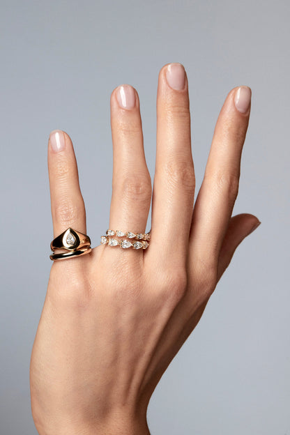 0.6 TCW Pear Moissanite Pave Wedding Band