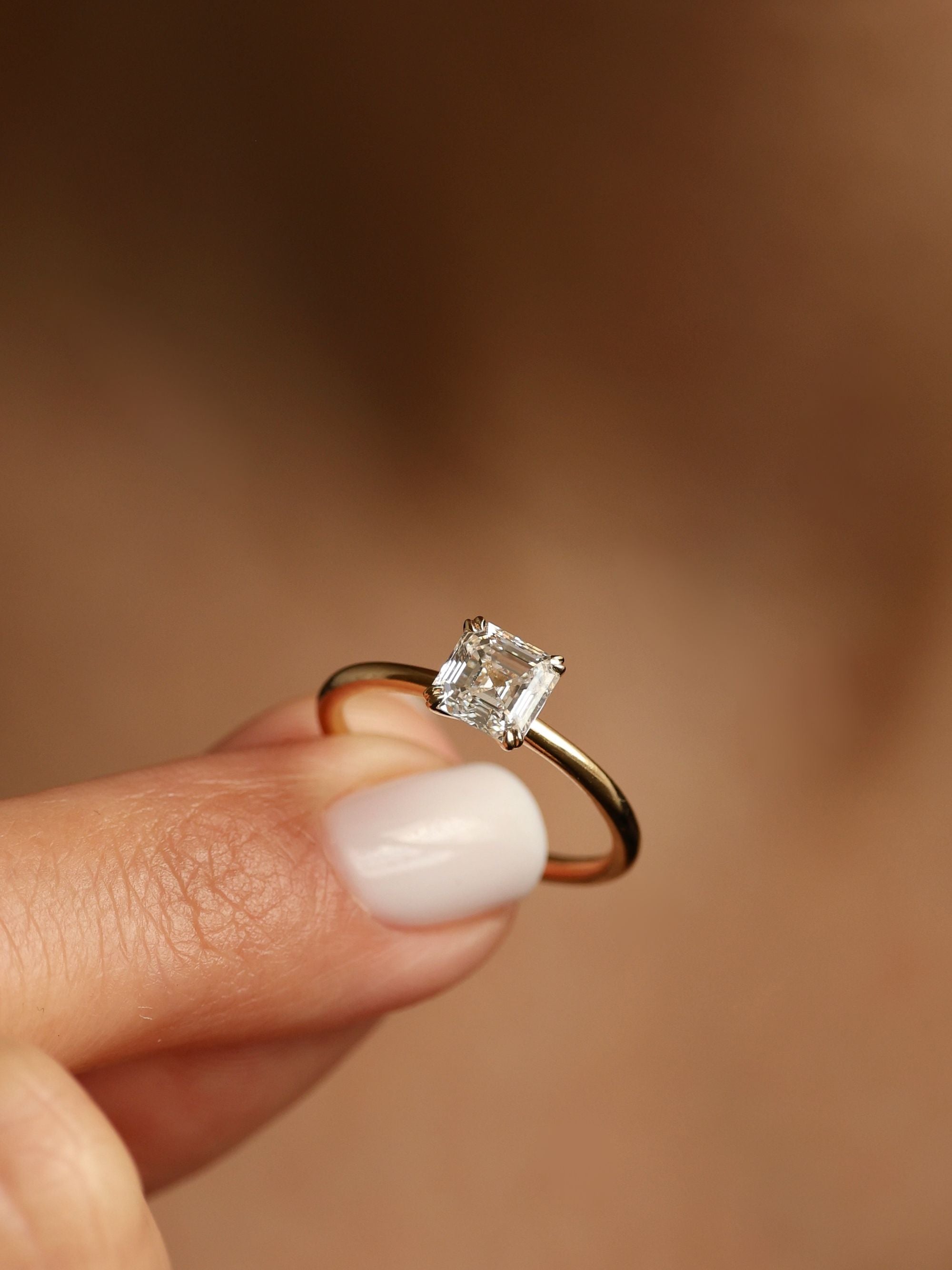 1.20 CT - 3.20 CT Asscher Cut Lab grown Diamond Solitaire Engagement Ring