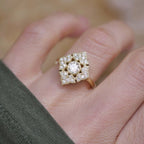 0.47 CT Round Cut Moissanite Deco Baroque Mosaic Engagement Ring
