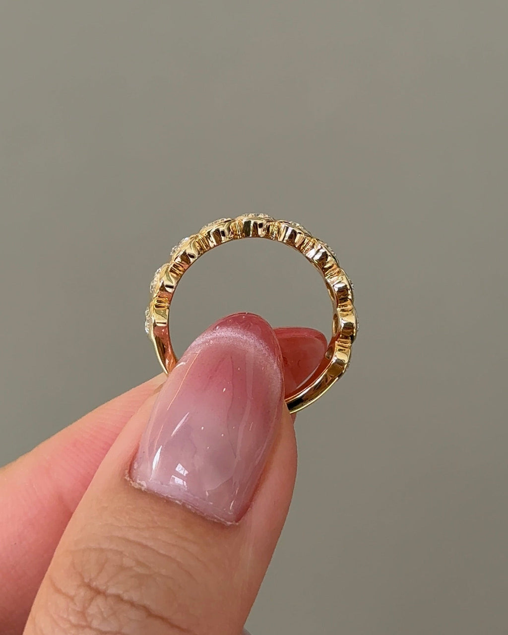 1.46 TCW Oval CVD Diamond Half Eternity with Bezel Wedding Band