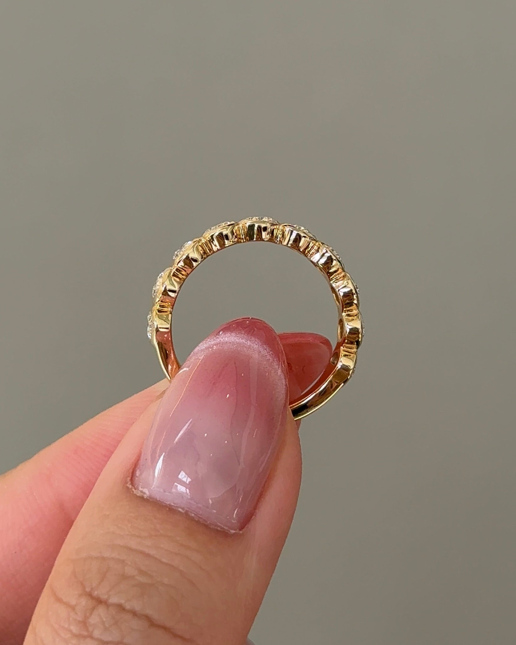 1.46 TCW Oval CVD Diamond Half Eternity with Bezel Wedding Band