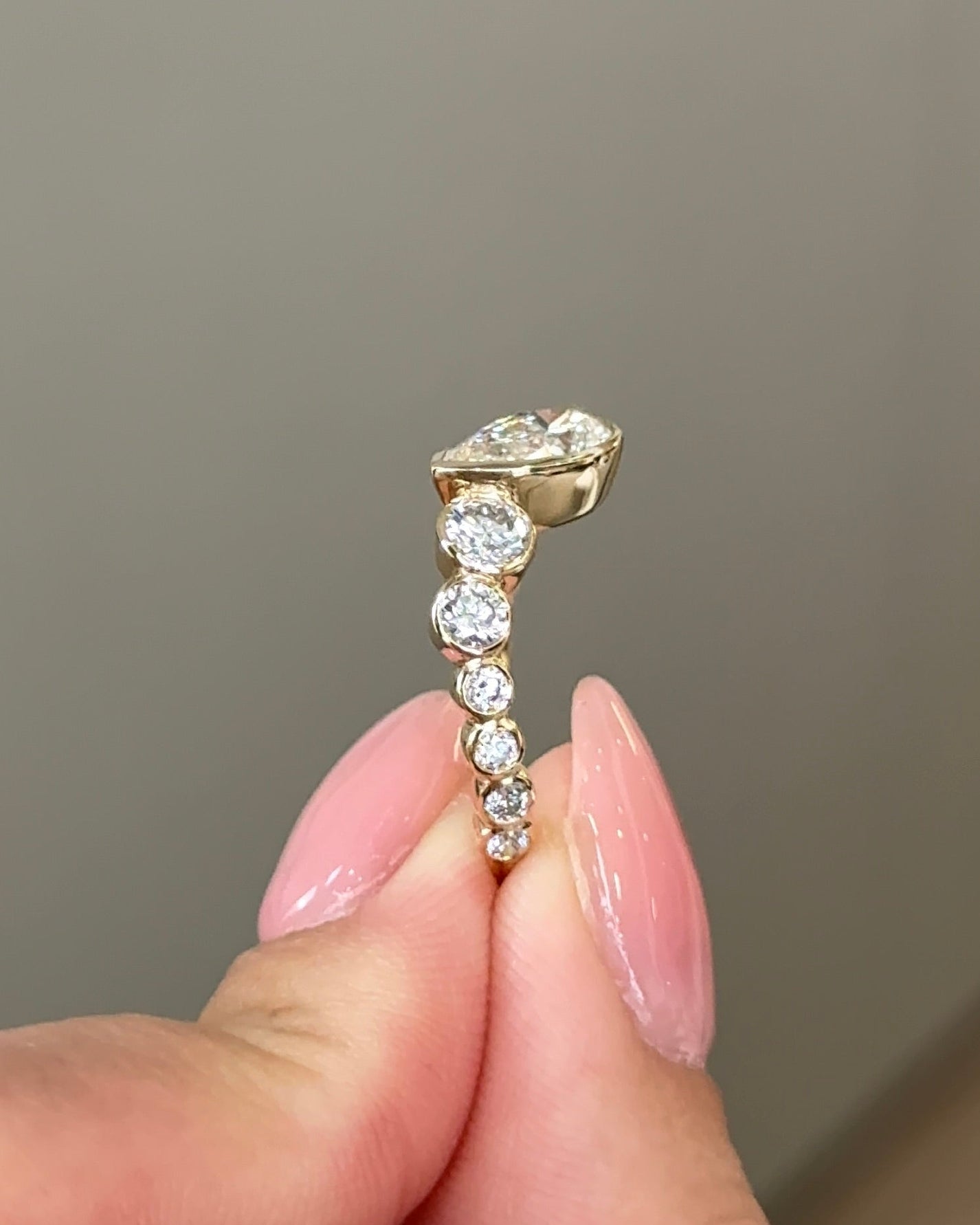 1.07 CT Pear Cut Lab grown Diamond Cluster Style Engagement Ring