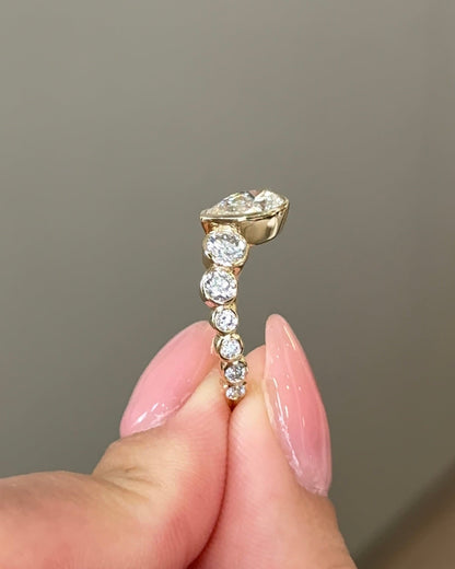 1.07 CT Pear Cut Lab grown Diamond Cluster Style Engagement Ring