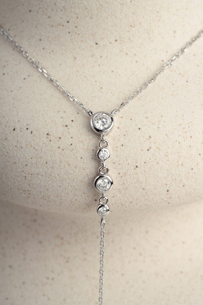 0.3 CT Round Moissanite Diamond Bezel Lariat Necklace