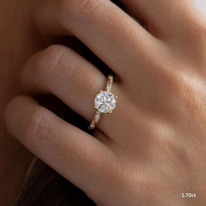 1.7 CT - 2.8 CT Round Cut Twisted Pave Moissanite Engagement Ring