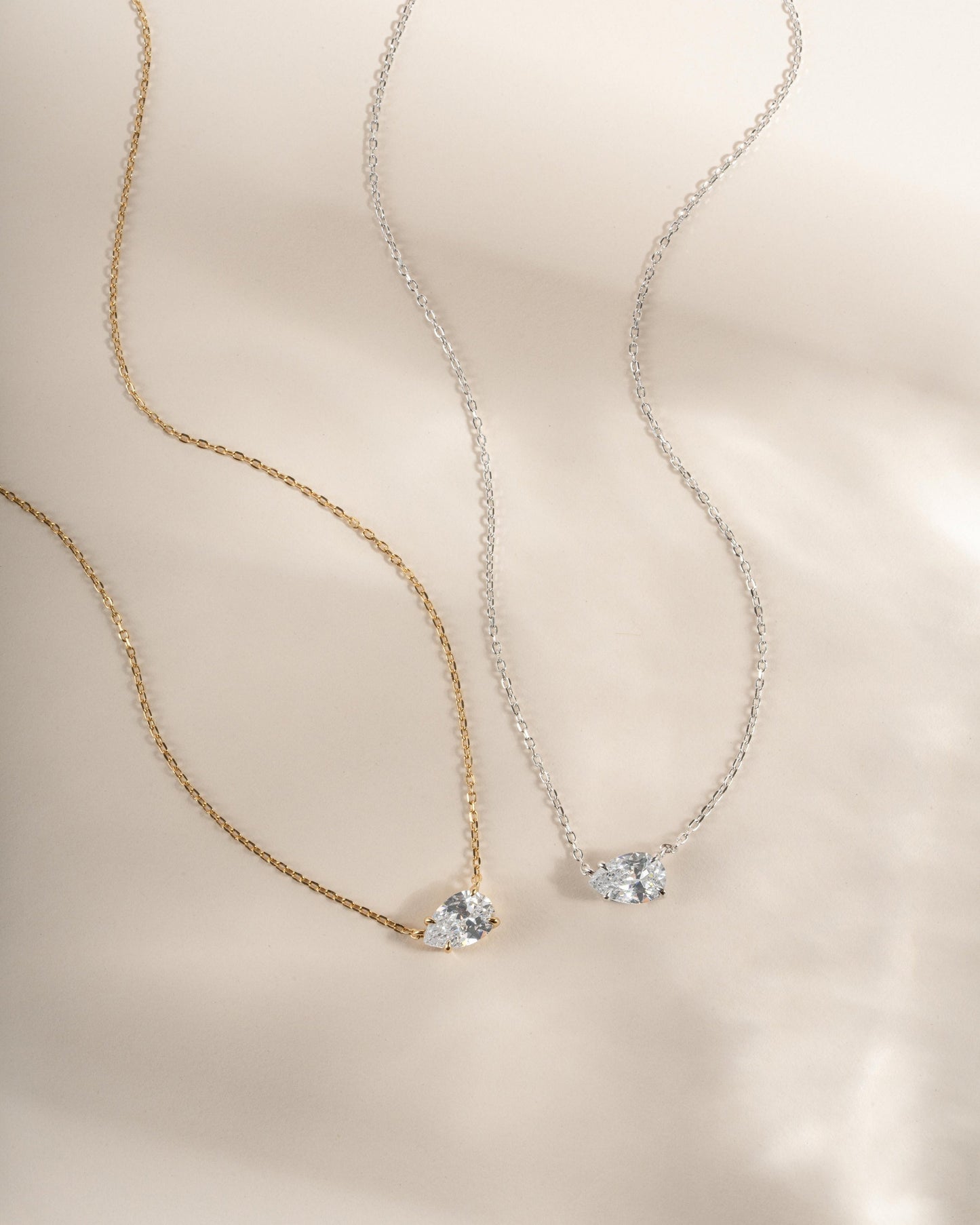 1.33 CT Pear Cut Moissanite Diamond Sideways Solitaire Pendant Necklace