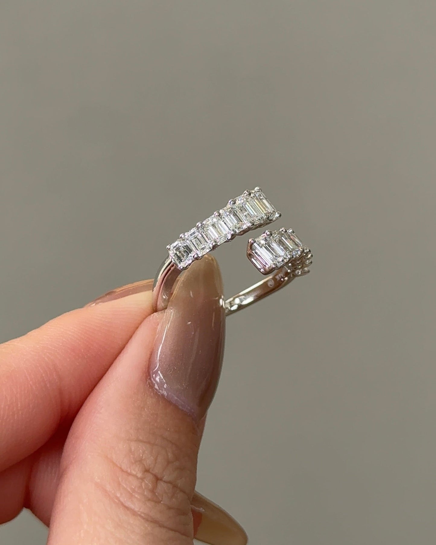 2.18 TCW Emerald CVD Diamond Open Wedding Band