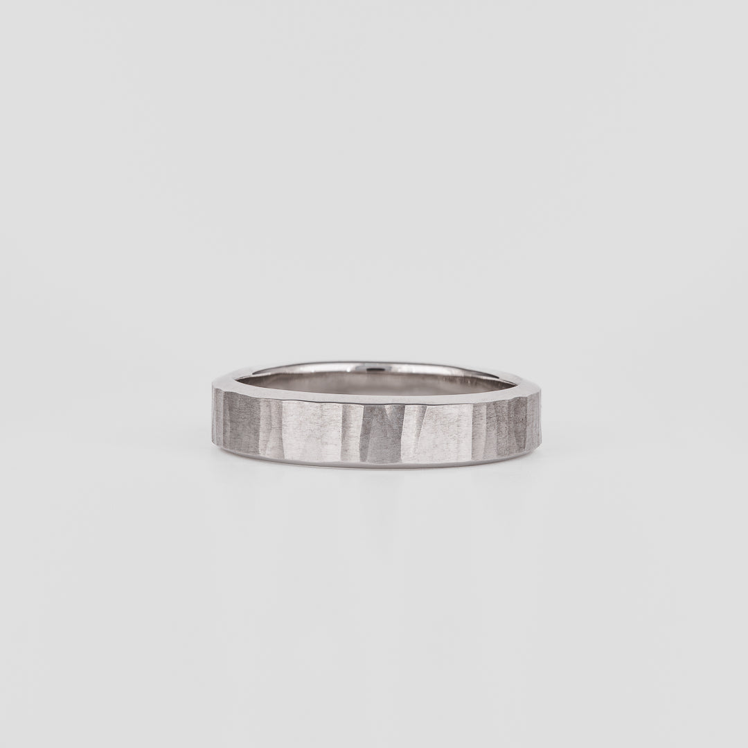 Straight Hammered Wedding Band For Men