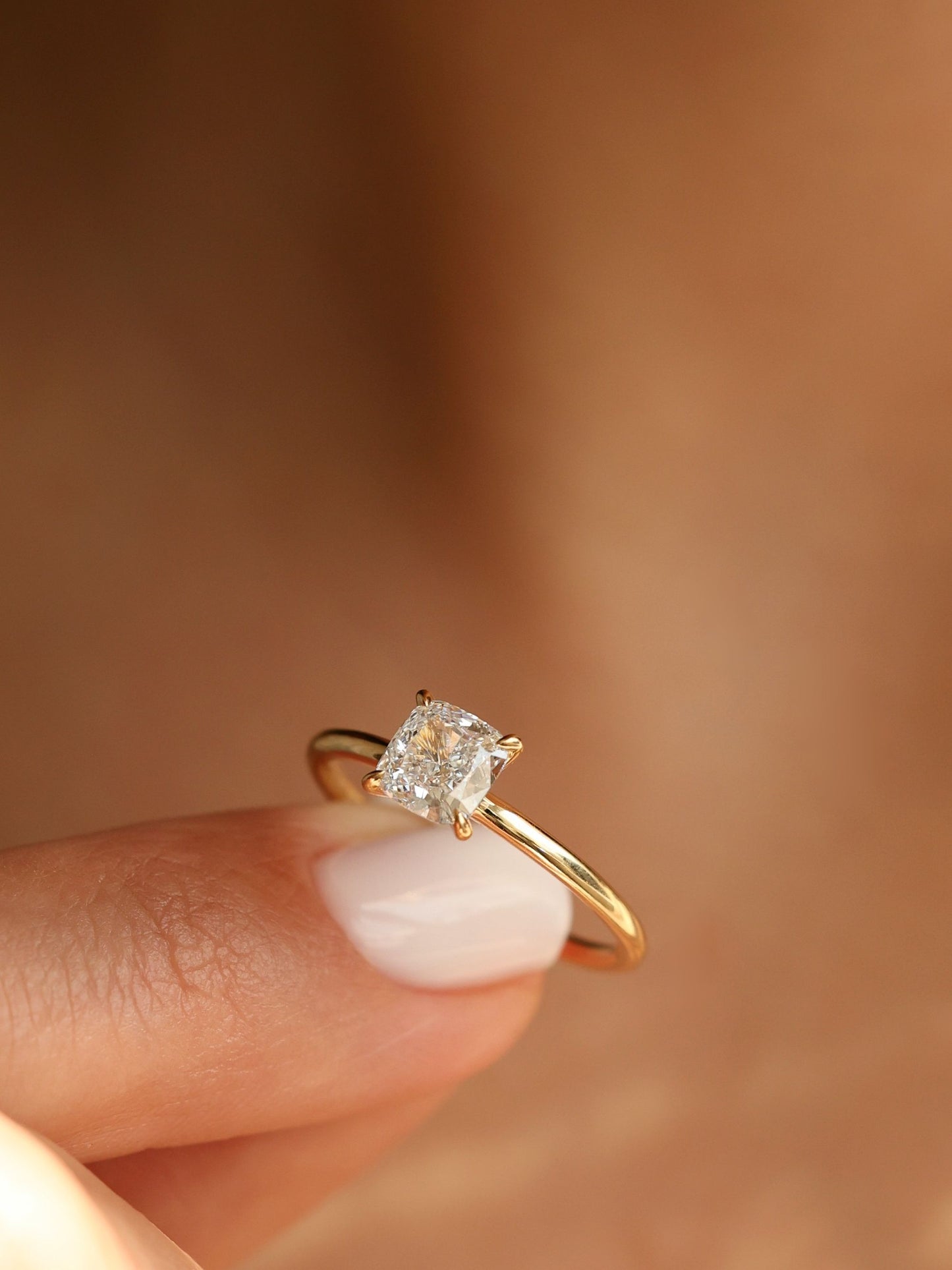 1 CT - 3 CT Cushion Cut Lab grown Diamond Solitaire Engagement Ring