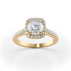 1 CT - 2 CT Round Cut Halo Pave Moissanite Engagement Ring