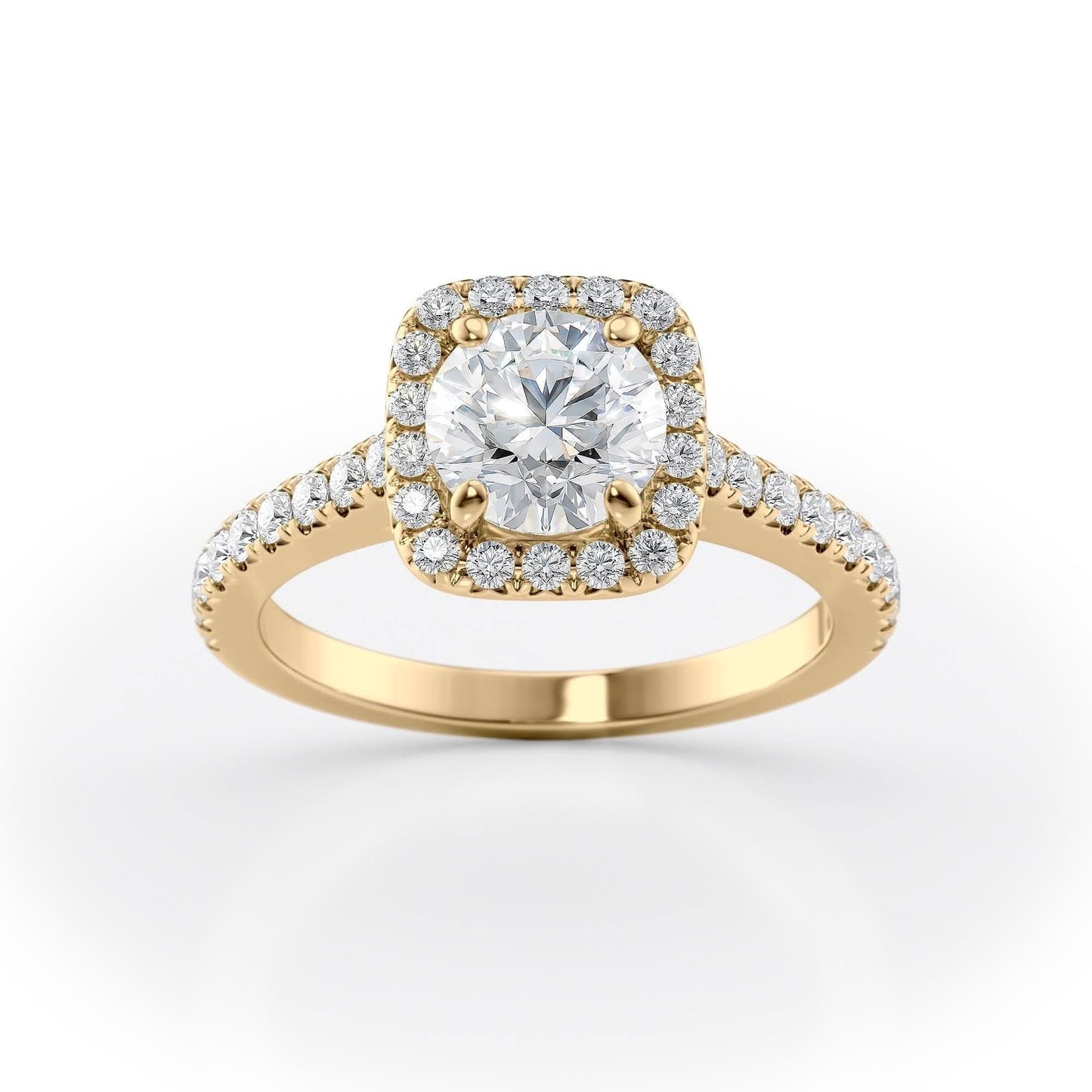 1 CT - 2 CT Round Cut Halo Pave Moissanite Engagement Ring