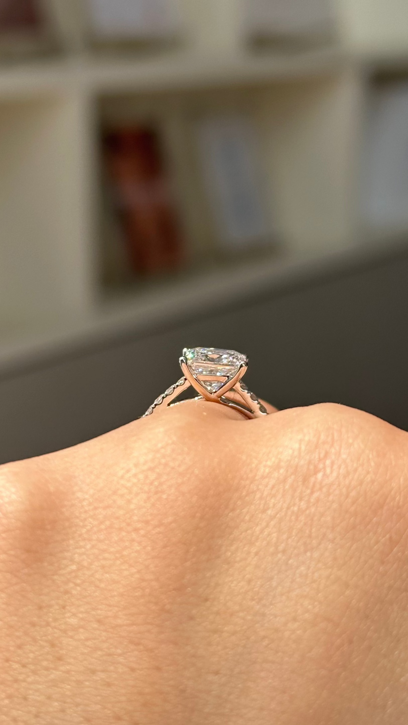 2 CT Princess Cut Lab grown Diamond Micro Pave Engagement Ring