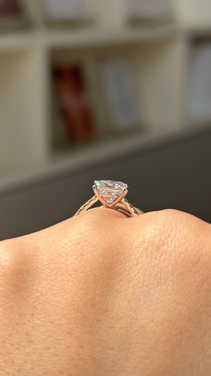 2 CT Princess Cut Lab grown Diamond Micro Pave Engagement Ring