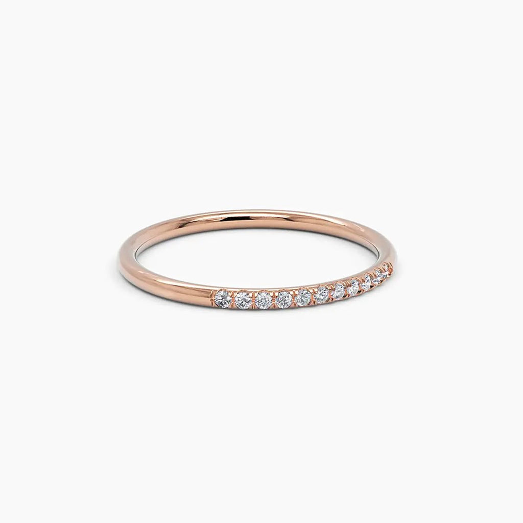 0.066 TCW Round Moissanite Thin Stacking Wedding Band