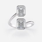 3 TCW Double Emerald Cut Bezel Bypass Moissanite Engagement Ring