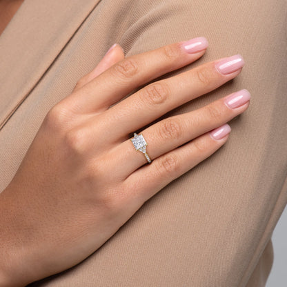 2 CT - 3 CT Princess Cut Cluster Pave Setting Moissanite Engagement Ring