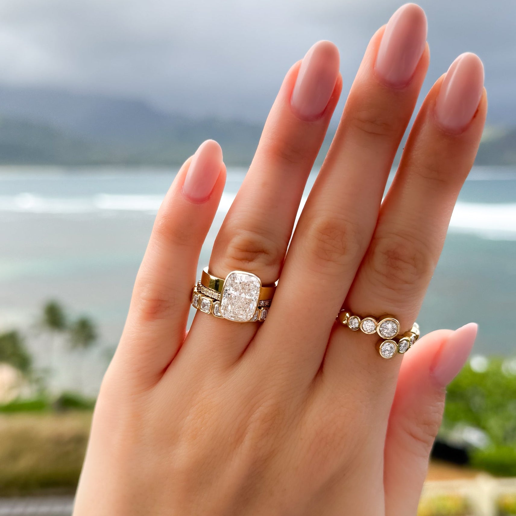 Big Stone Cushion Cut Diamond With Thick Band Style Engagement Ring