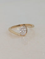 0.7 CT Oval Cut Half Bezel Unique Solitaire Moissanite Engagement Ring