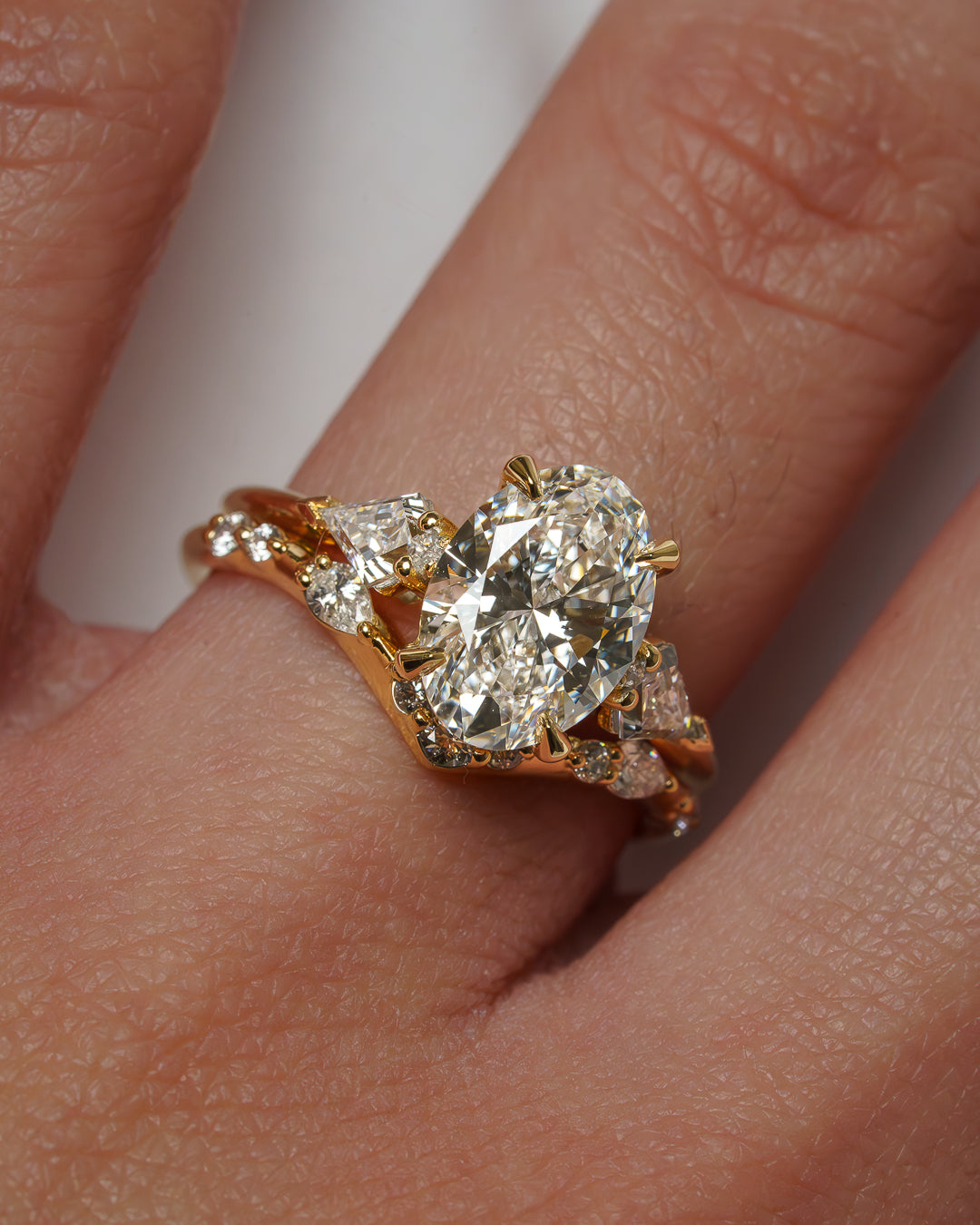 2.02 CT - 3.02 CT Oval Cut Lab grown Diamond Three Stone Engagement Ring