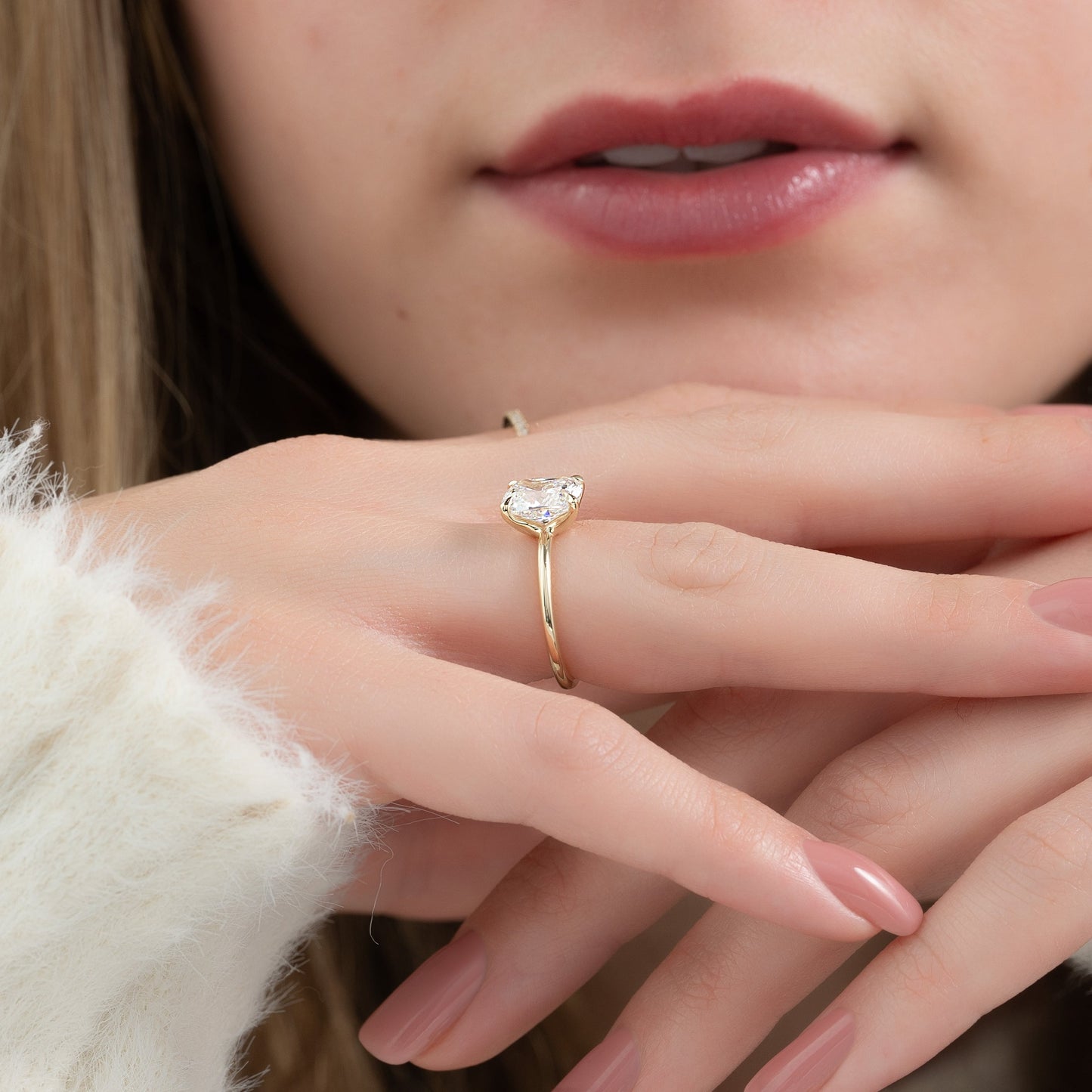 2.5 CT Elongated Cushion Solitaire Moissanite Engagement Ring