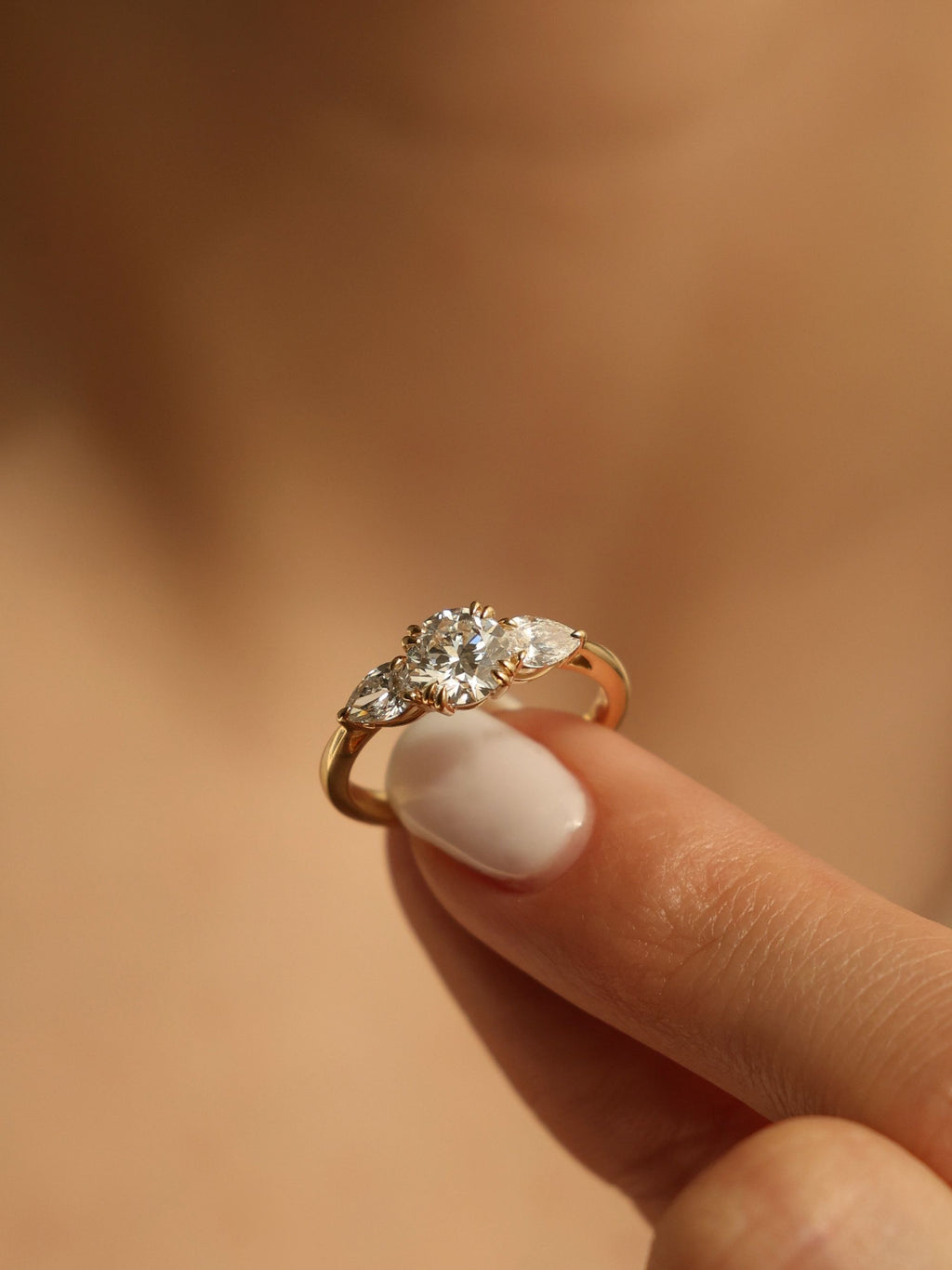 1 CT - 3 CT Round Cut Lab grown Diamond Three Stone Engagement Ring