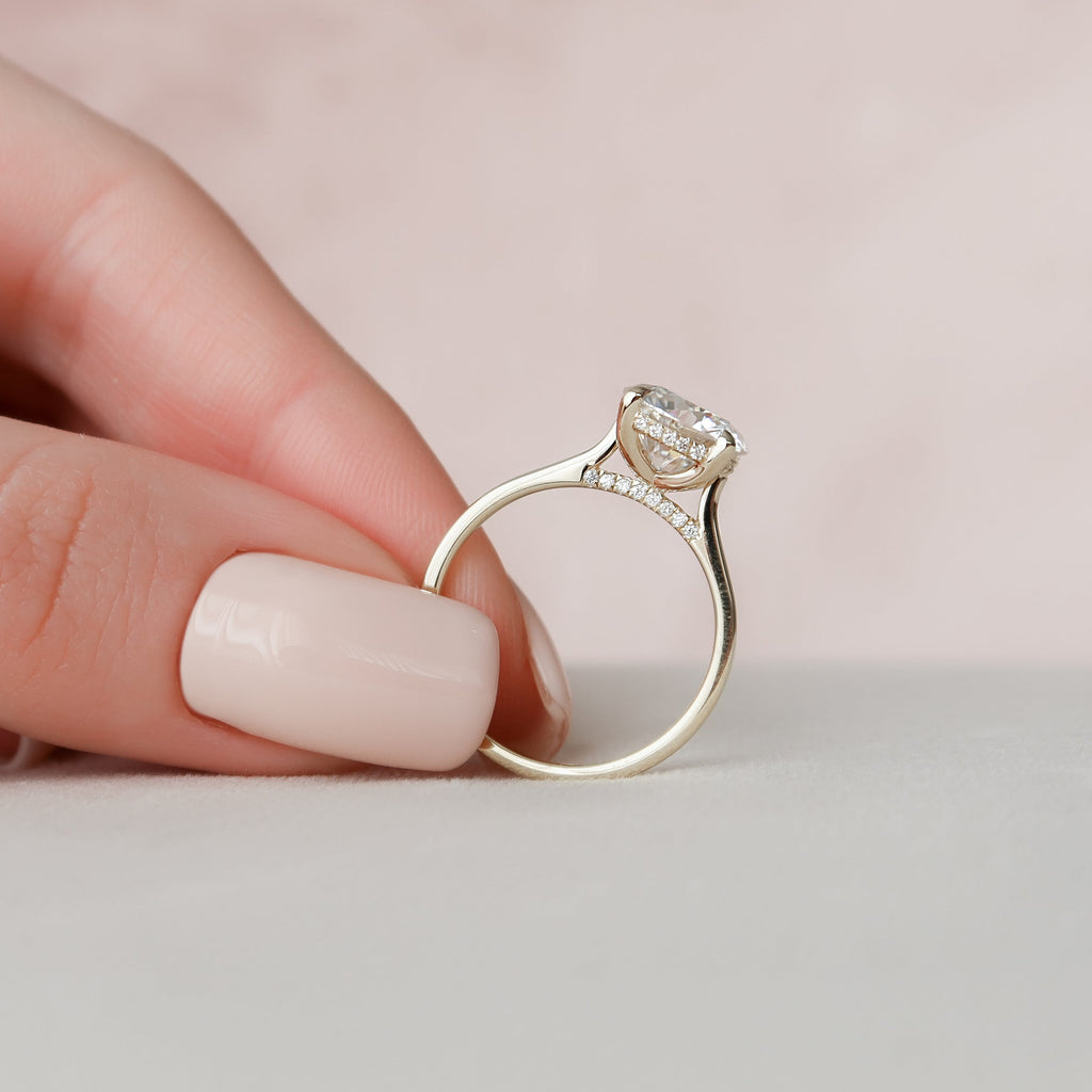 2 CT - 3.5 CT Round Cut Hidden Halo Moissanite Engagement Ring