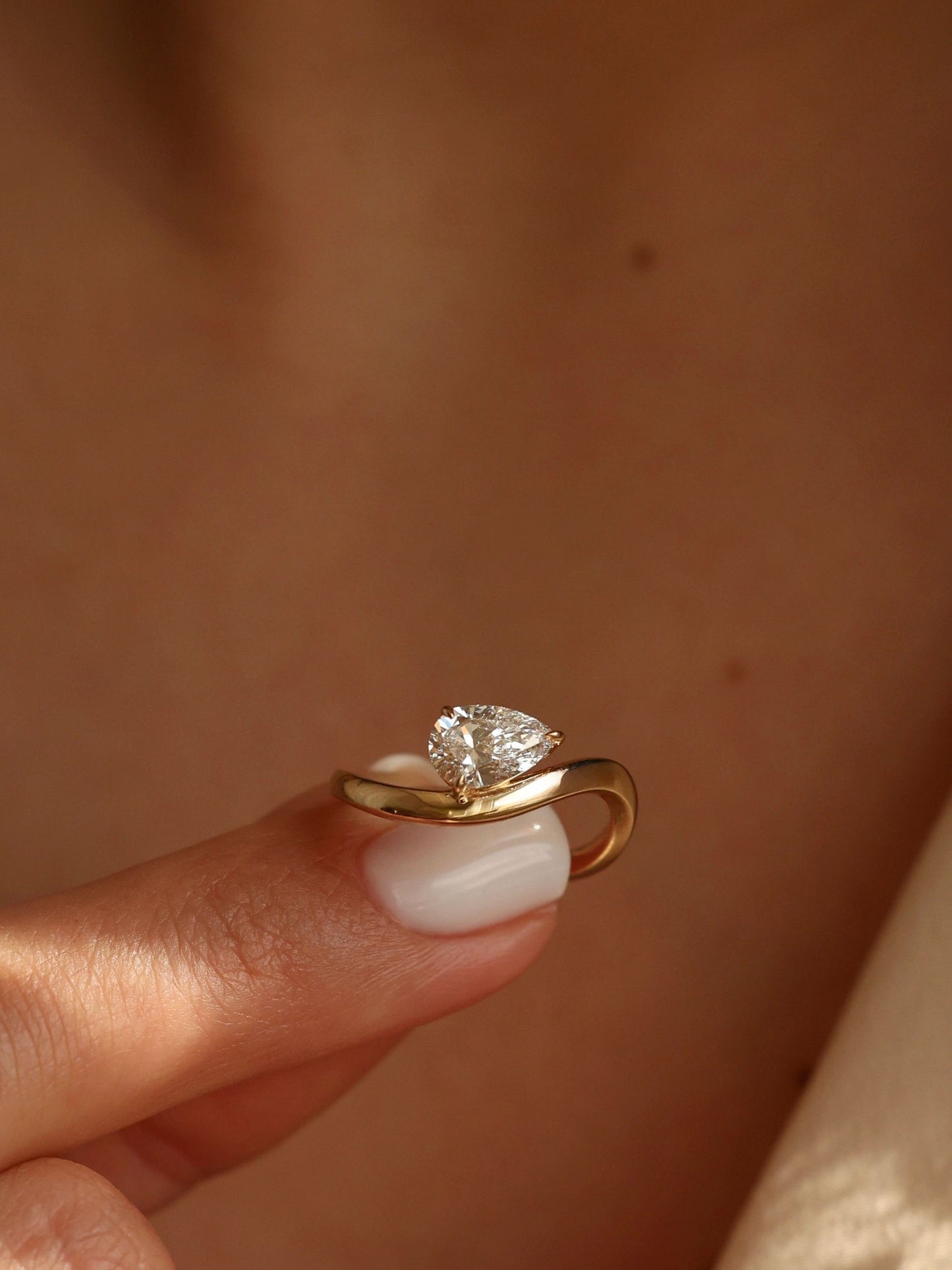 1 CT - 3 CT Pear Cut Lab grown Diamond Solitaire Engagement Ring