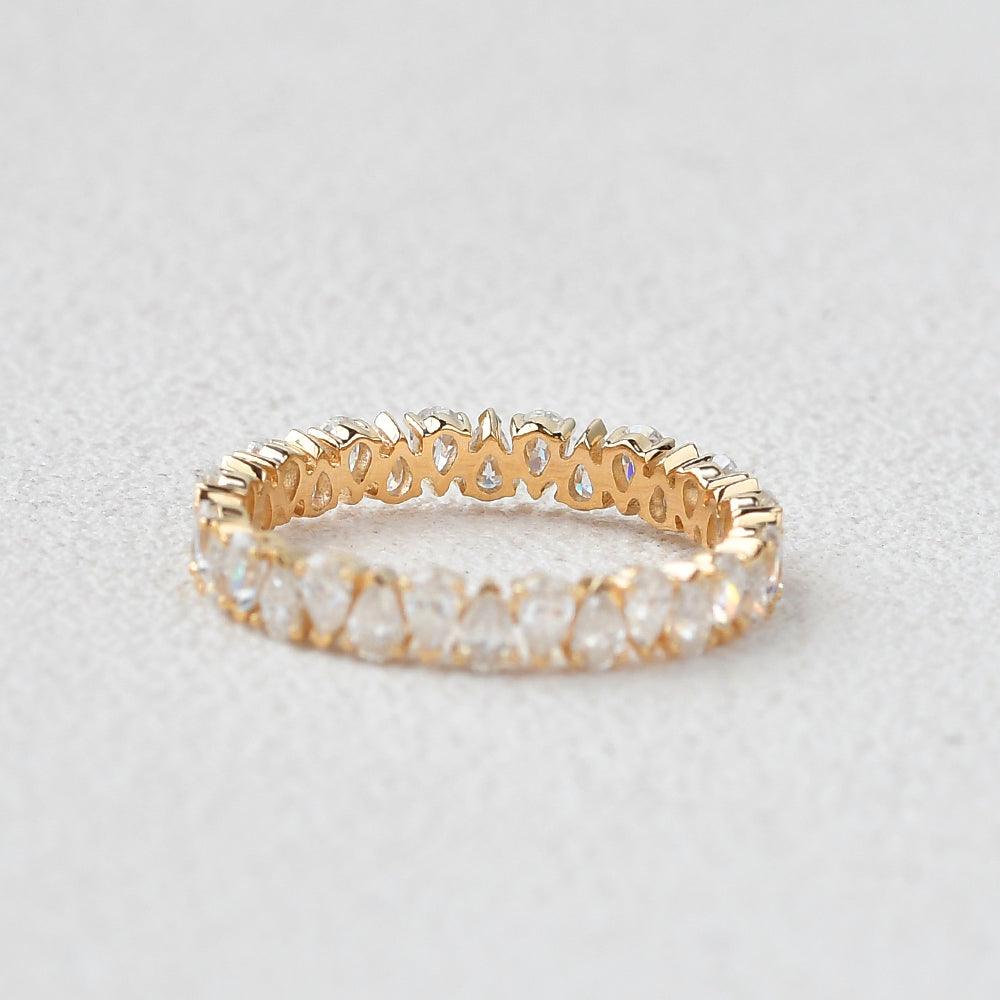 0.75 TCW Pear Moissanite Full Eternity Wedding Band