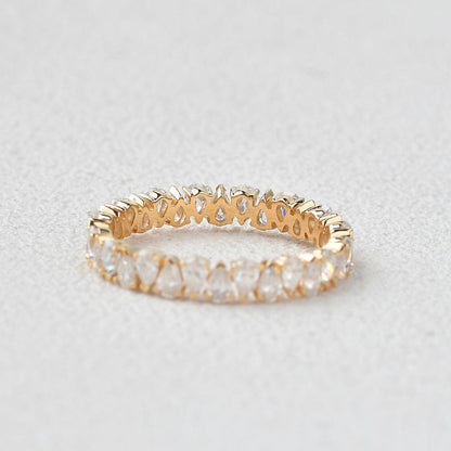 0.75 TCW Pear Moissanite Full Eternity Wedding Band