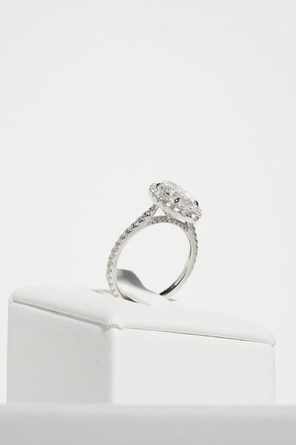 2.5 CT - 3.5 CT Marquise Cut Halo & Pave Moissanite Engagement Ring