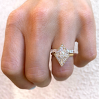 0.36 CT Oval Cut Moissanite Kite Shape Mosaic Engagement Ring