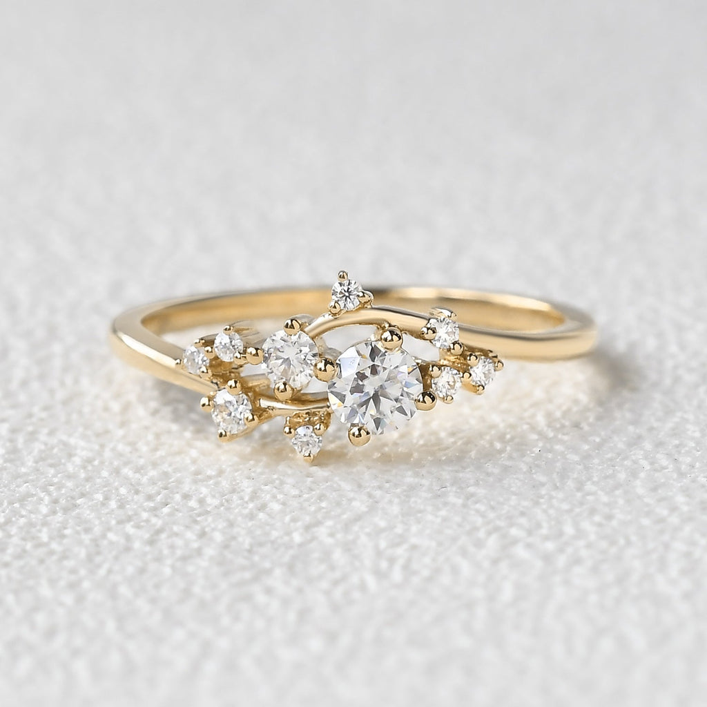 0.32 TCW Round Moissanite Cluster Wedding Band