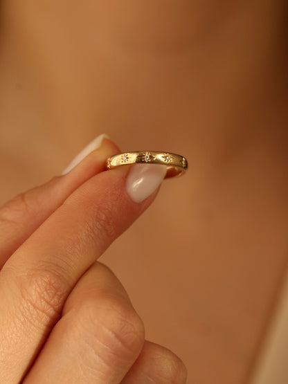 0.1 TCW Round CVD Diamond Flush Setting Wedding Band