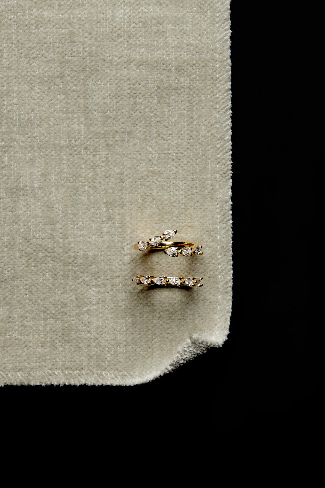 0.12 TCW Pear Moissanite Open Pave Wedding Band