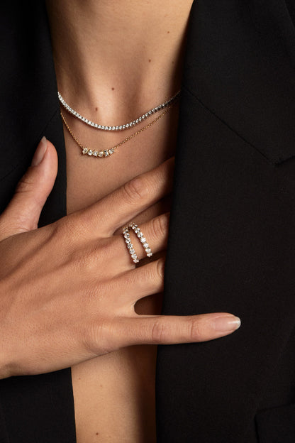 1.3 TCW Round Moissanite Double Band Wedding Band