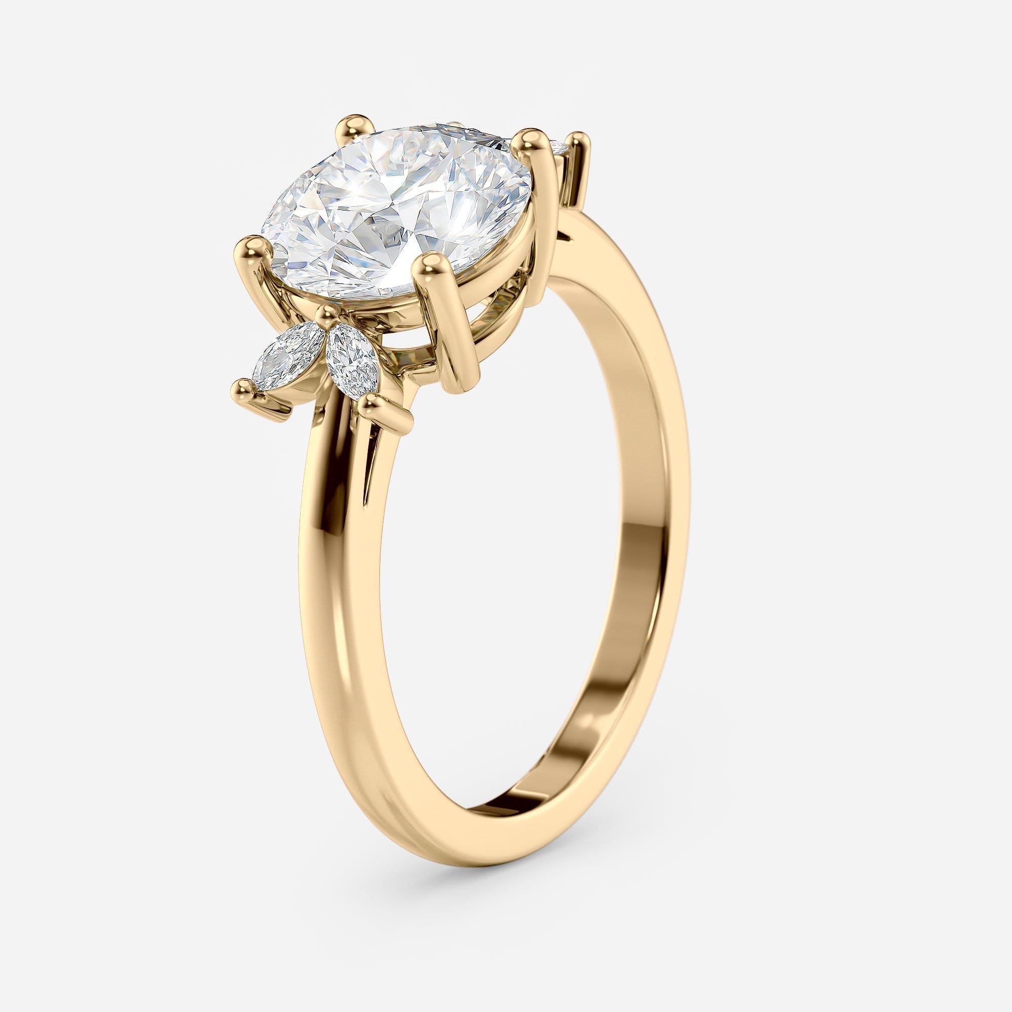 2 CT Round Cut Five Stone Cluster Moissanite Engagement Ring