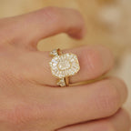 0.56 CT Emerald Cut Moissanite Emerald Shape Mosaic Engagement Ring