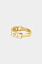 1.1 TCW Emerald Moissanite Bezel Set Half Eternity Wedding Band